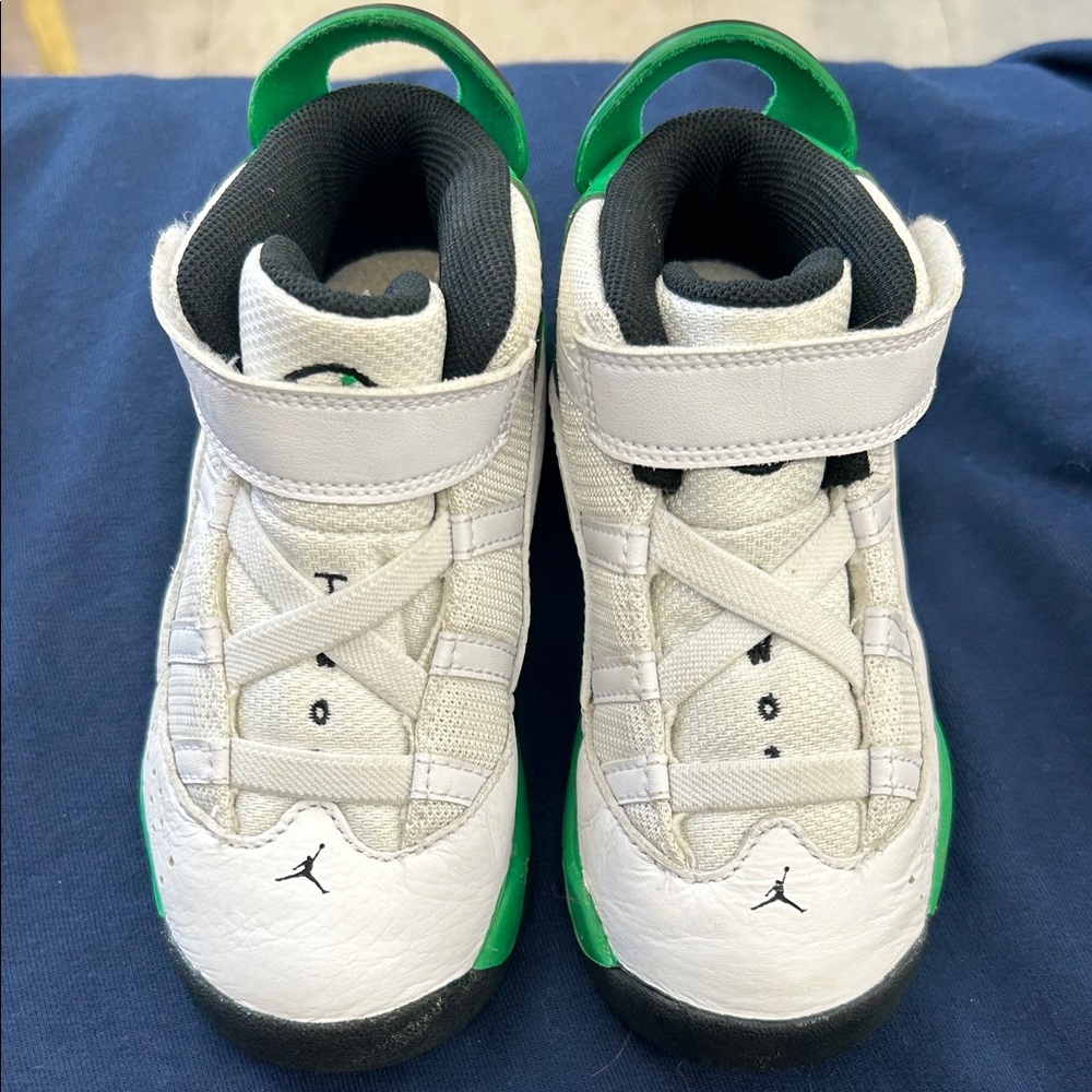 Jordan Kids White and Green Sneakers